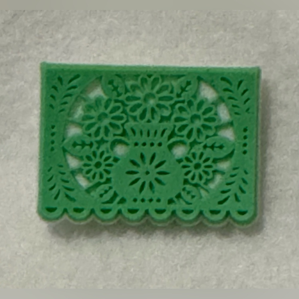 Jb001 - Jibbitz for Crocs Green & White Floral Rectangle